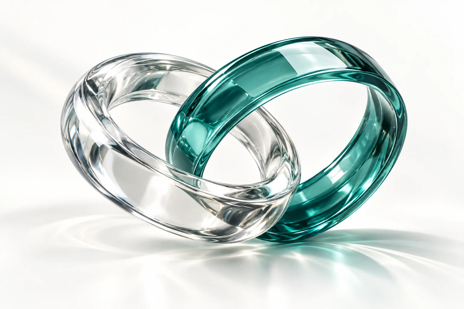 Illustrative interlocking glass rings